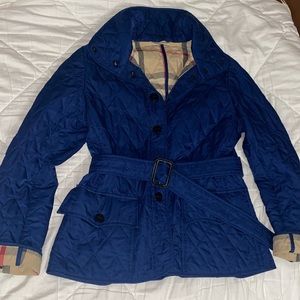 Burberry London quilted belted jacket navy